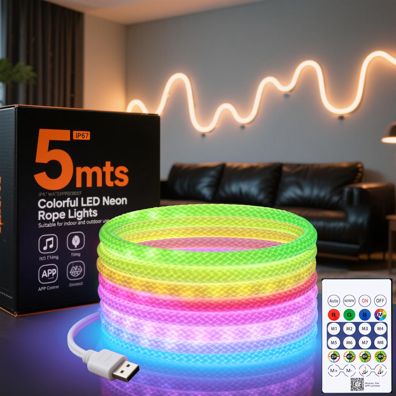 Smart Home Llm - Fita de LED Neon RGBIC 360