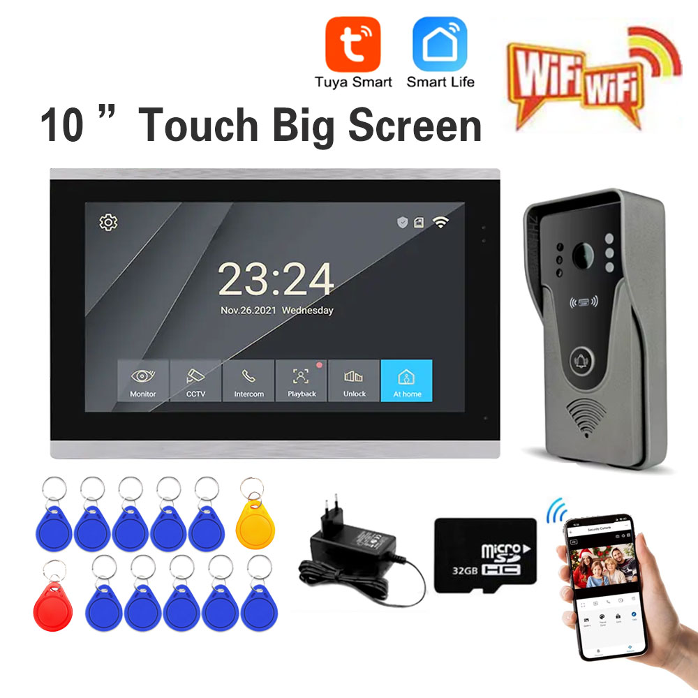 Smart Home Video Doorbell App - Tuya 1080p 10 Polegada tela de
