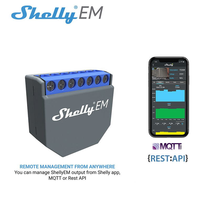 Smart Home Switch - SHELLY EM Interruptor Controlador Wi-Fi Smart