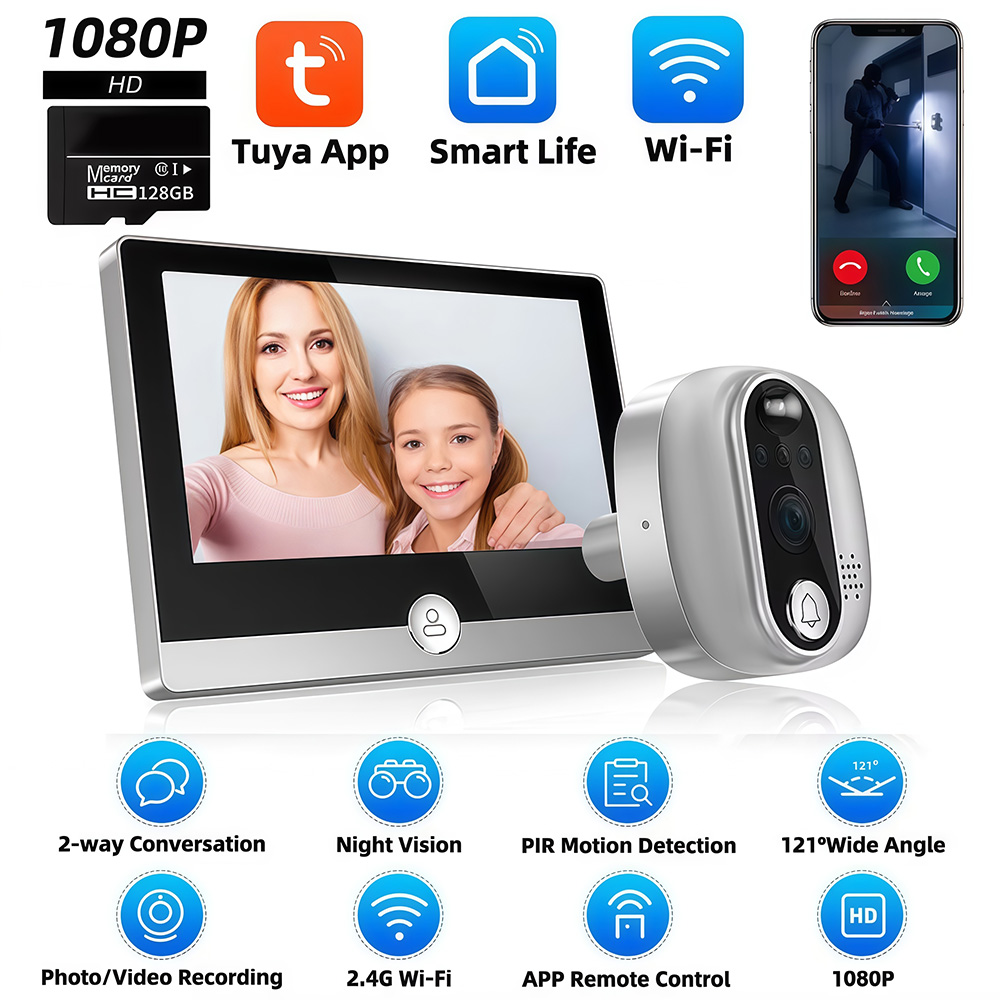 Smart Home Video Doorbell - Tuya 1080p wifi campainha da porta