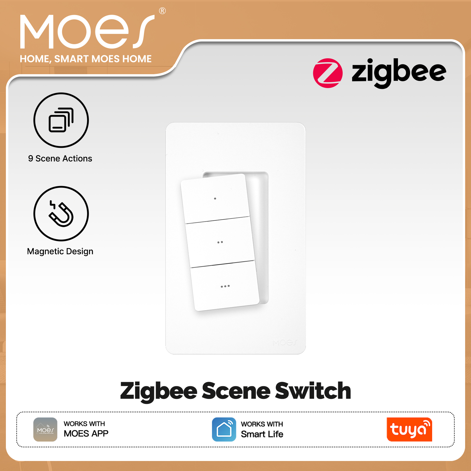 Smart Home Switch - MOES Tuya Zigbee Interruptor de Cena