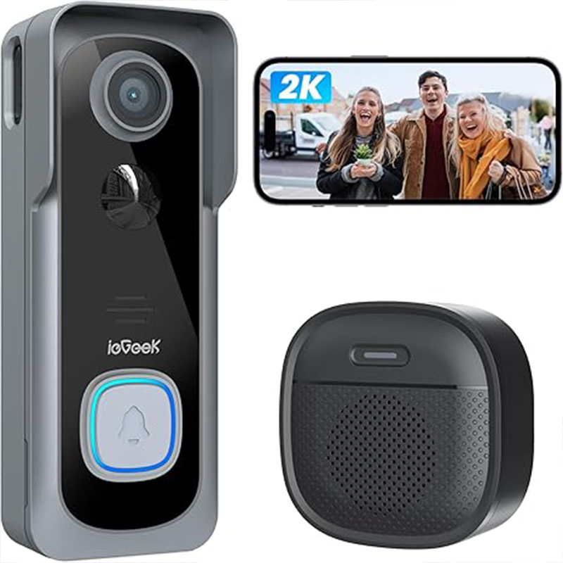 Smart Home Video Doorbell - Câmera de campainha ieGeek 2K sem