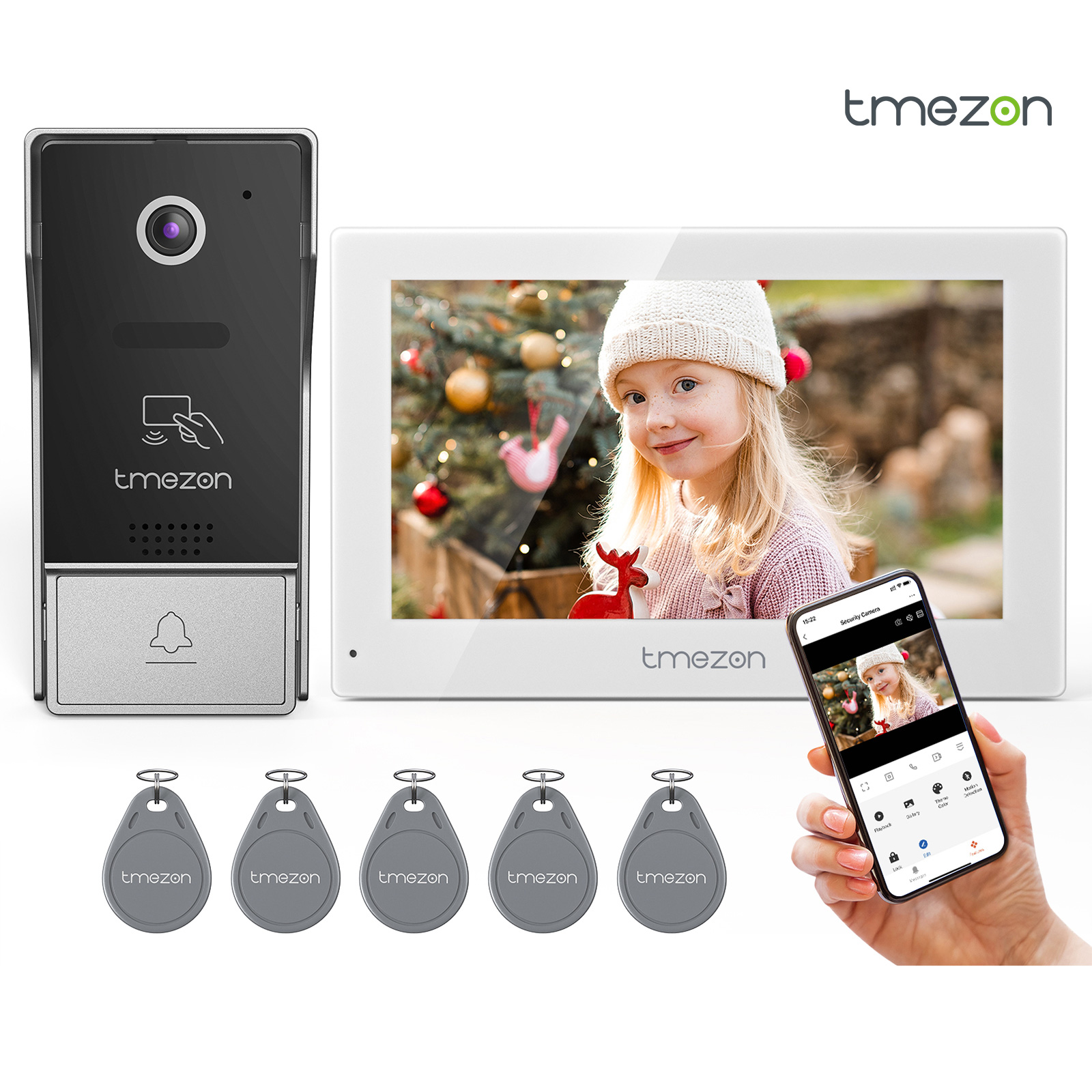 Smart Home Video Doorbell App - 7 Polegada tuya app 1080p sem
