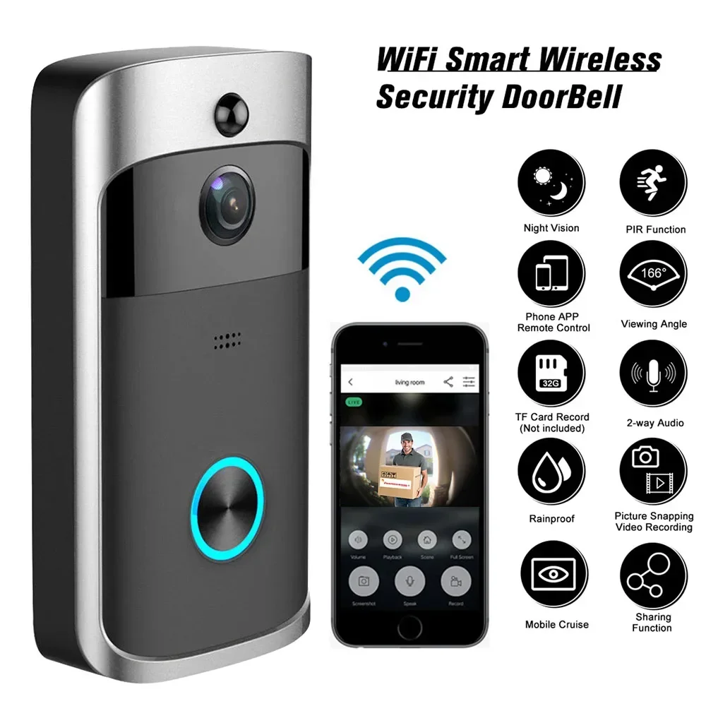 Smart Home Video Doorbell - Câmera de Campainha Sem Fio WIFI