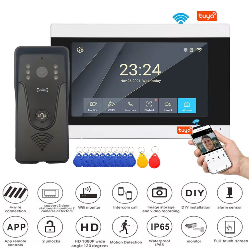 Smart Home Video Doorbell App - Tuya 1080p 7 Polegada tela de