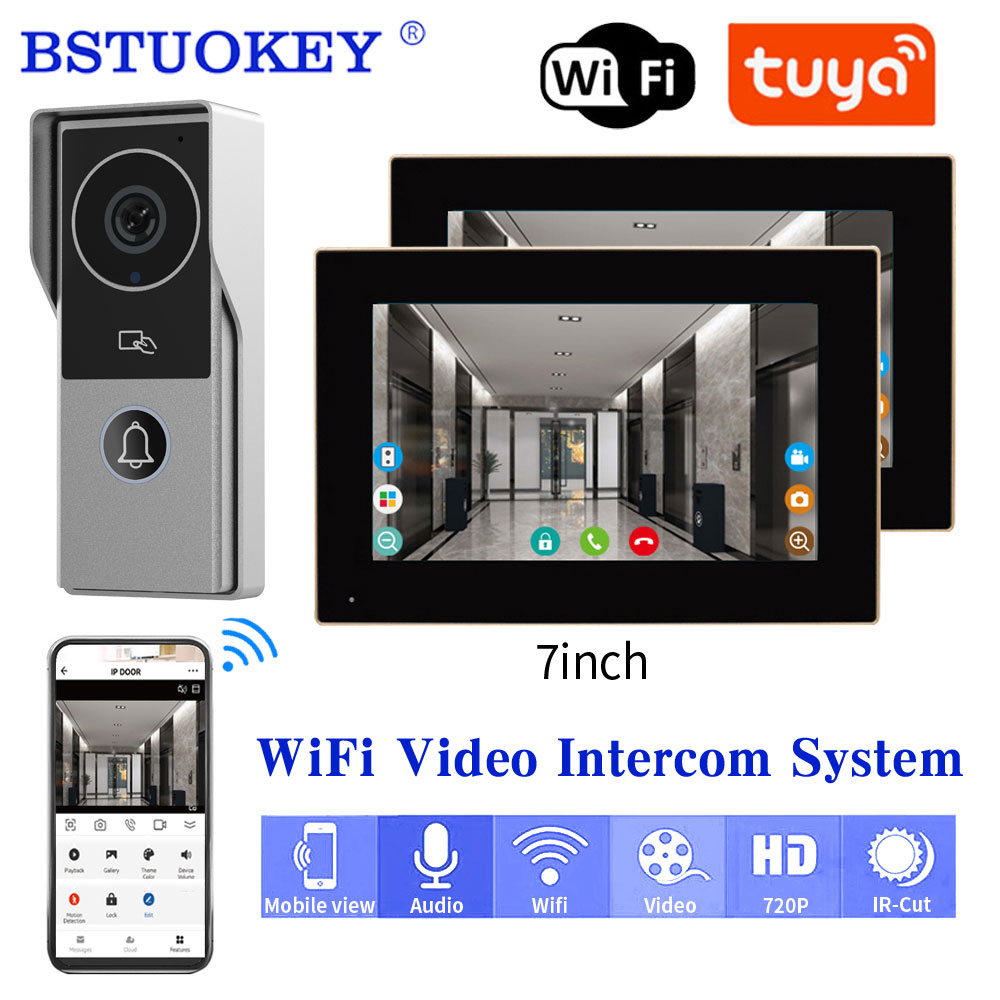Smart Home Video Doorbell App - Tuya 1080p 7/10 Polegada tela de