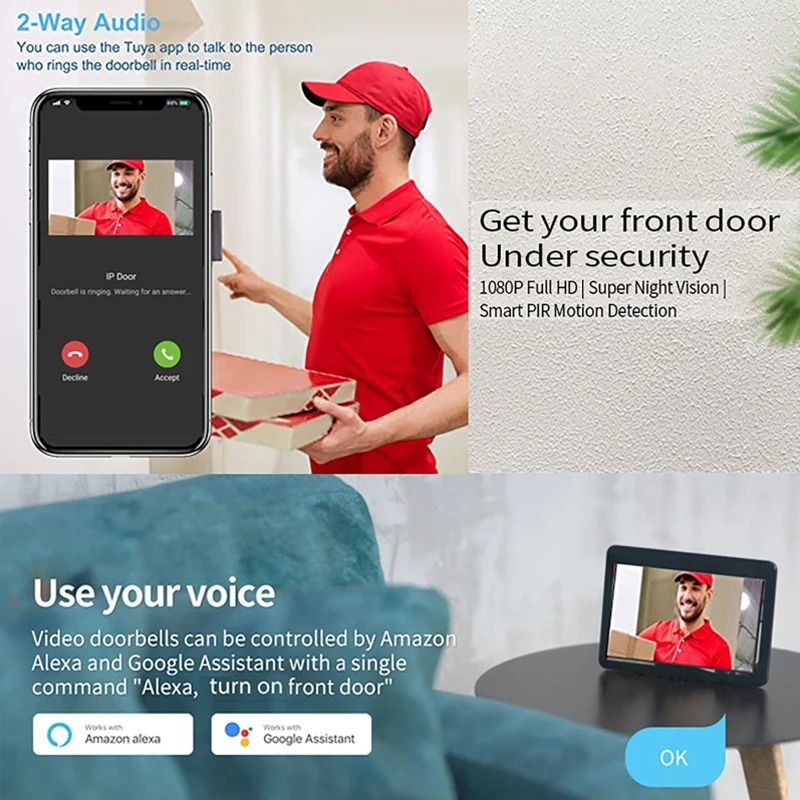 Campainha de Vídeo Wi-Fi Tuya  - Smart Home Video Doorbell App avaliação e preço