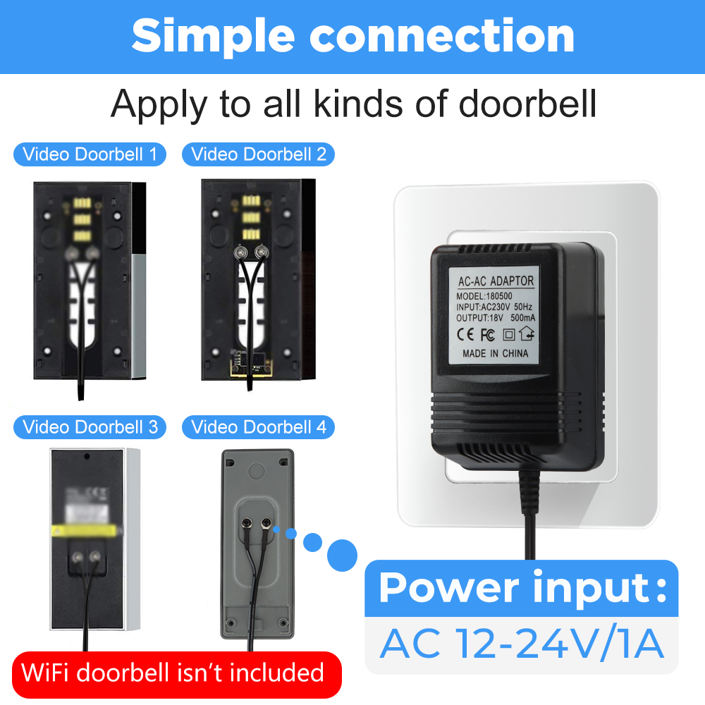 18v ac transformador carregado - Smart Home Video Doorbell avaliação e preço